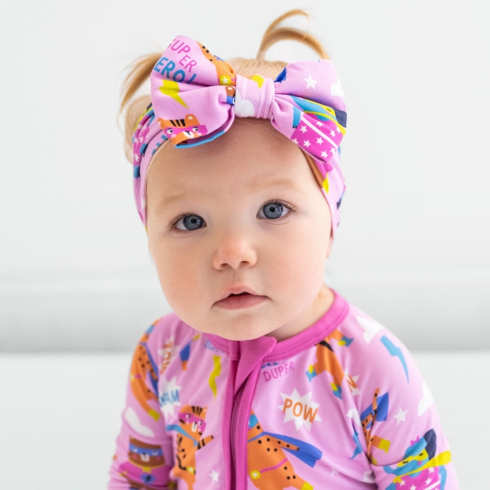 NIB Pink Sleepy Heroes Luxe Bow Headband - Newborn - 3T